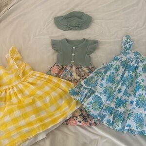 Charming Kids Dress Set with Floral and Gingham Patterns